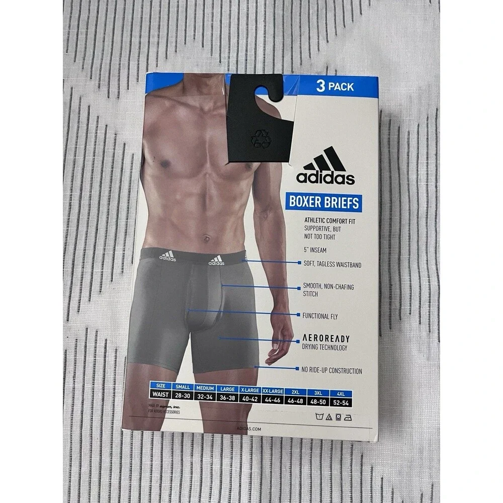 New Men’s Adidas 3 Pack Boxer Briefs Size Large